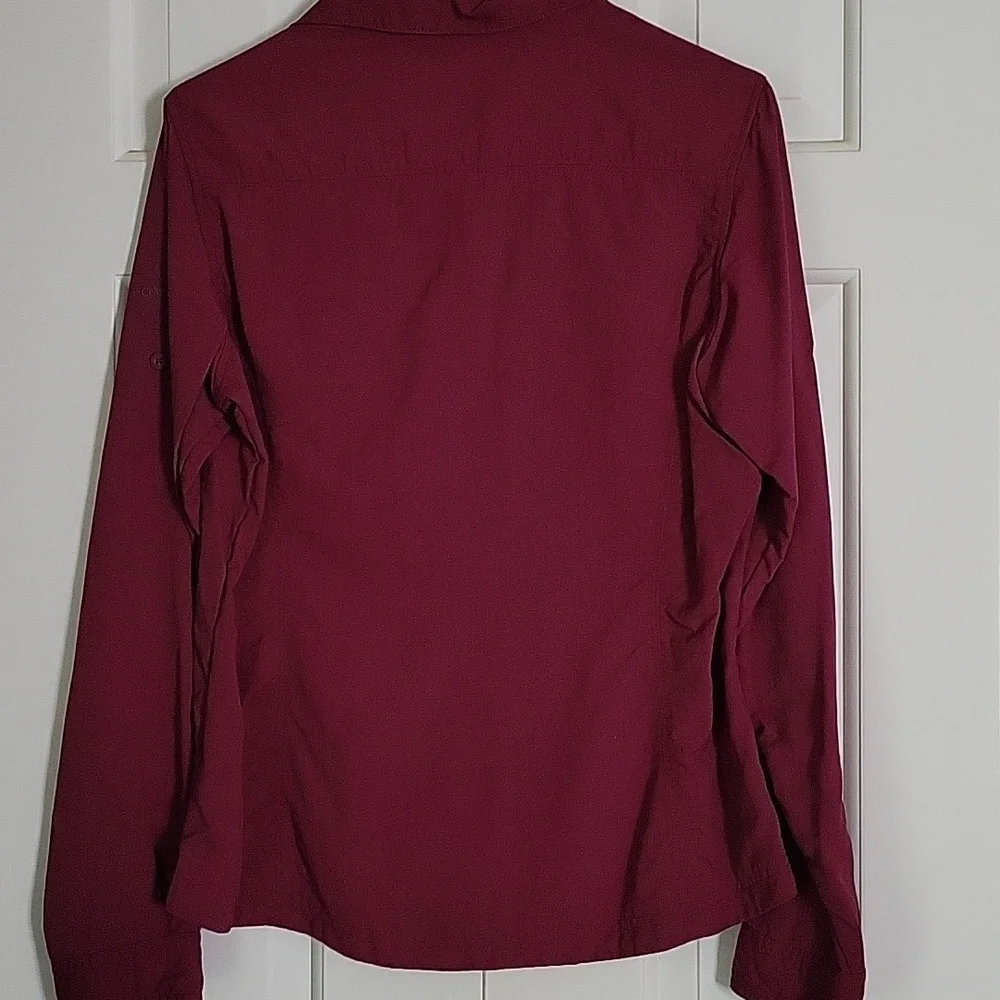 Columbia Omni Shade Womens Long Sleeve Button Down Top Sz M Purple - Picture 2 of 5